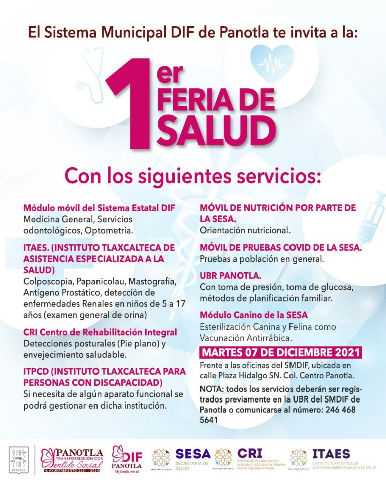 El Sistema Municipal Del Dif De Panotla Te Invita A La Primera Feria De Salud Este Martes 7 De 7059